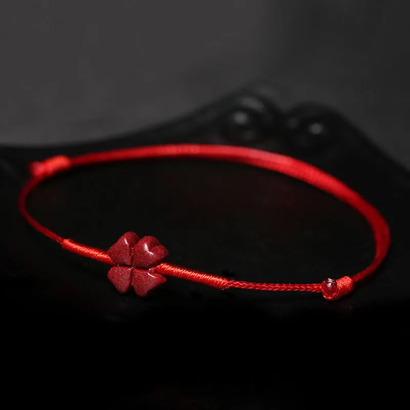Mythstone - Handmade Plum Blossom Four Leaf Clover PiXiu Lotus Koi Fish Cinnabar Blessing Braid Bracelet - Image 8