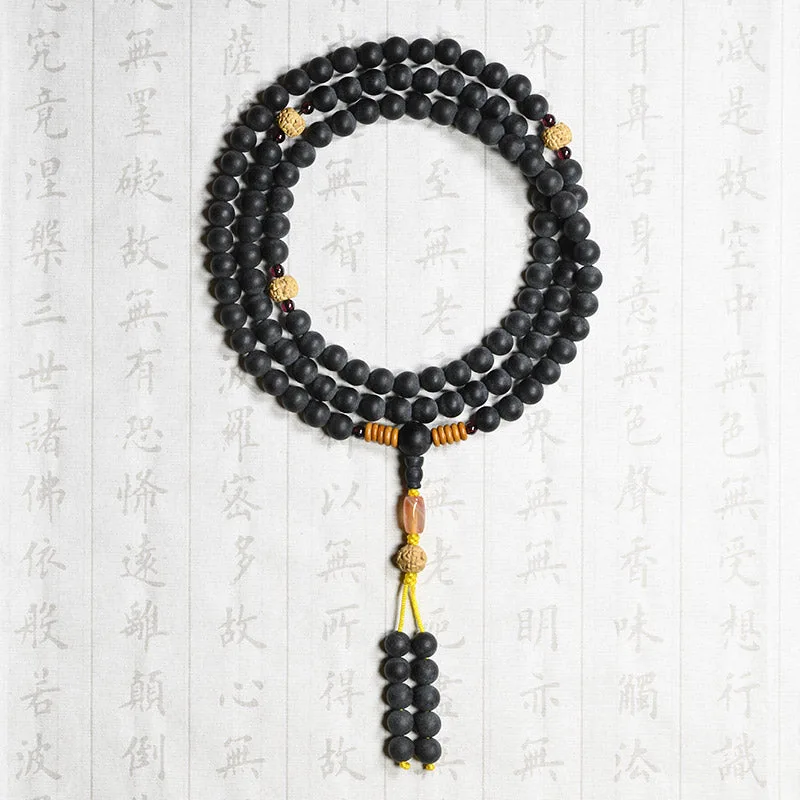 MythStone Tibetan Mala Cypress Bodhi Seed Red Agate Healing Bracelet - Image 6