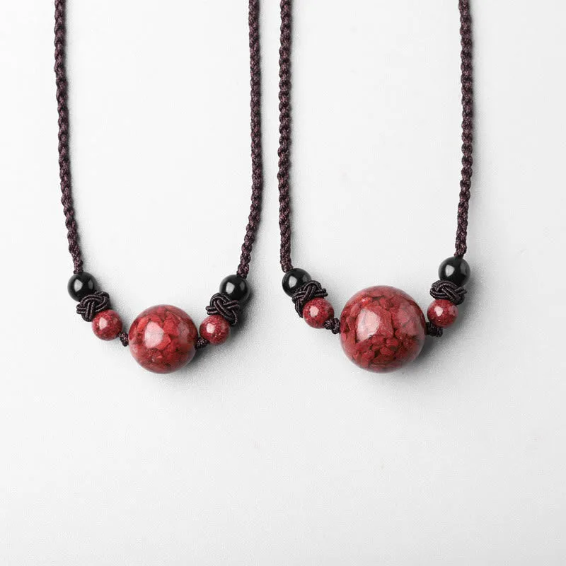 Mythstone Natural Cinnabar Stones Bead Blessing Necklace Pendant - Image 14
