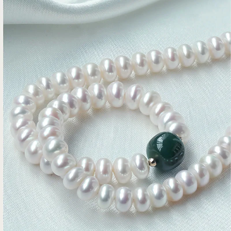 Mythstone 925 Sterling Silver Natural Pearl Hetian Jade Aquamarine Wisdom Sincerity Necklace Pendant Bracelet - Image 3