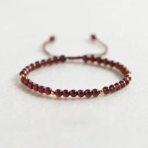 Mythstone Natural Garnet Golden Beads Stability Bracelet