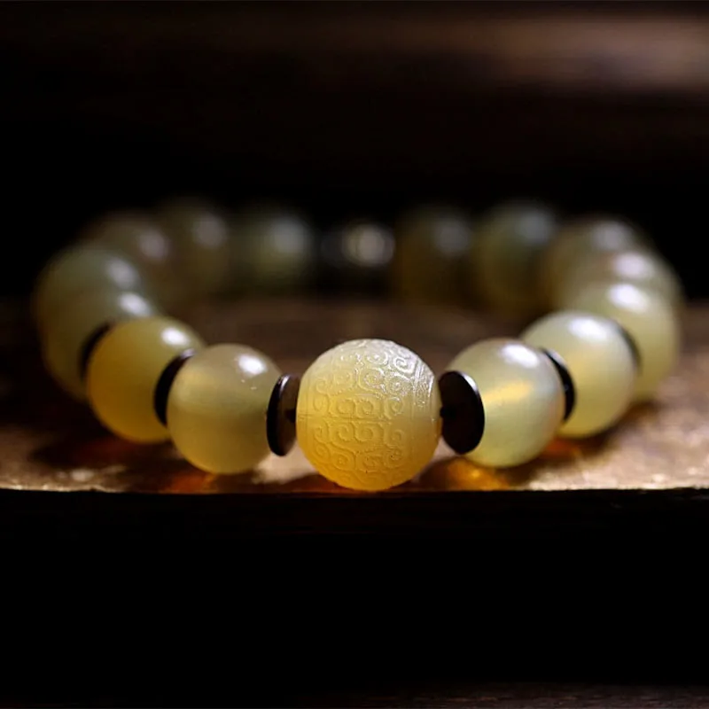 Mythstone Handmade Tibetan Sheep Horn Om Mani Padme Hum Auspiciousness Bracelet - Image 6