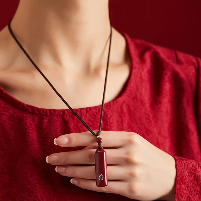 Mythstone Chinese Zodiac Natal Buddha Cinnabar Amulet Protection String Necklace Pendant - Image 2