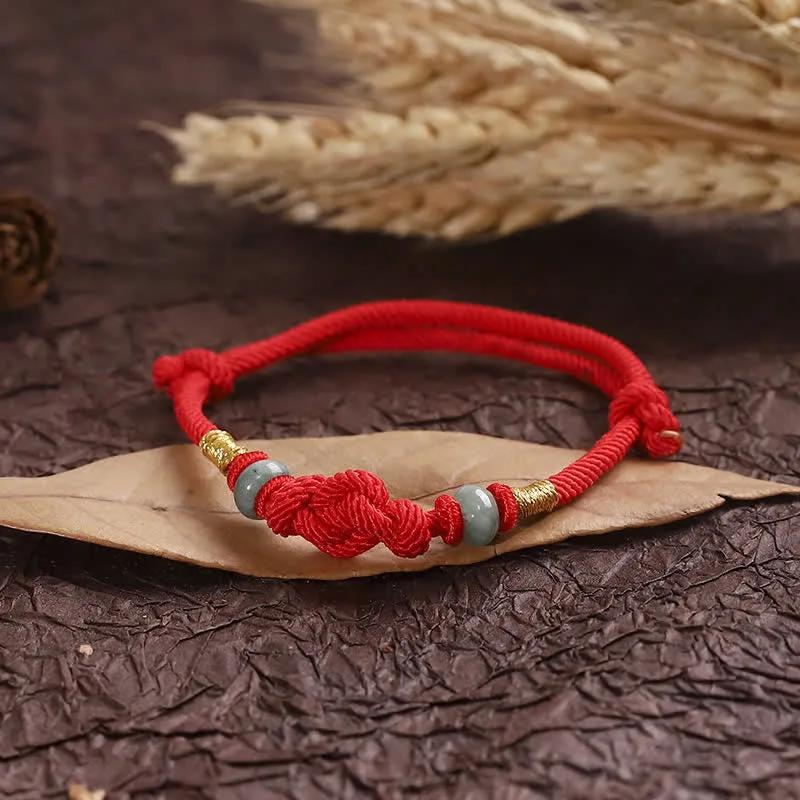 Mythstone Red String Jade Luck Fortune Knot Braided Couple Bracelet - Image 15