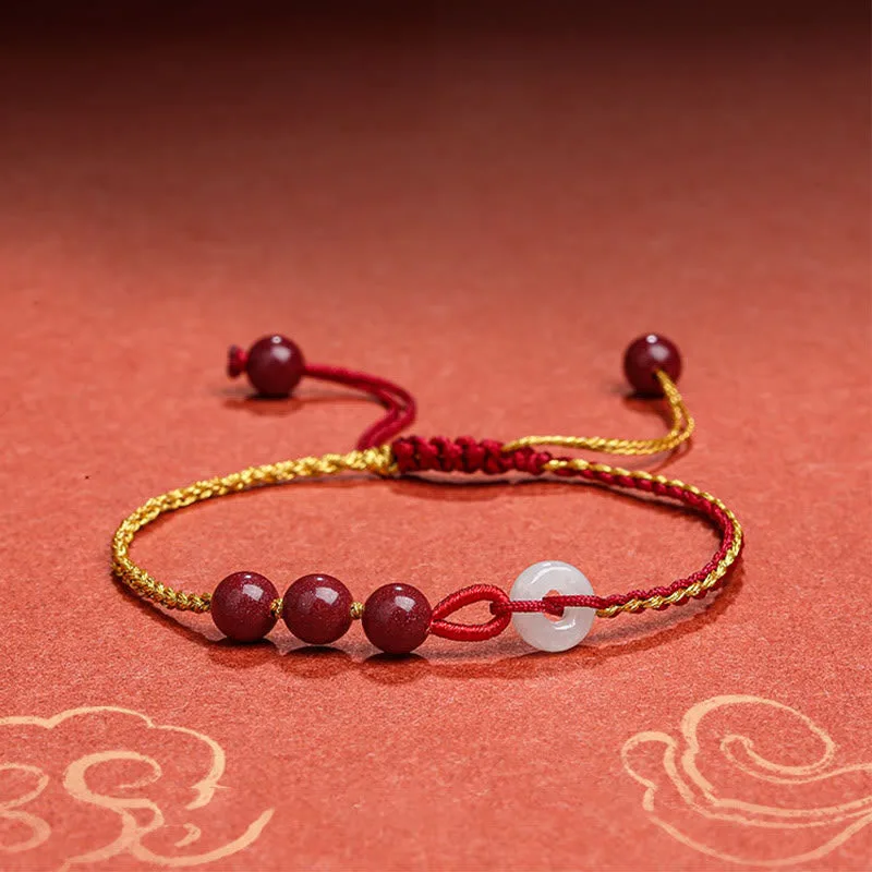 Mythstone Natural Cinnabar Jade Peace Buckle Blessing Bracelet - Image 18