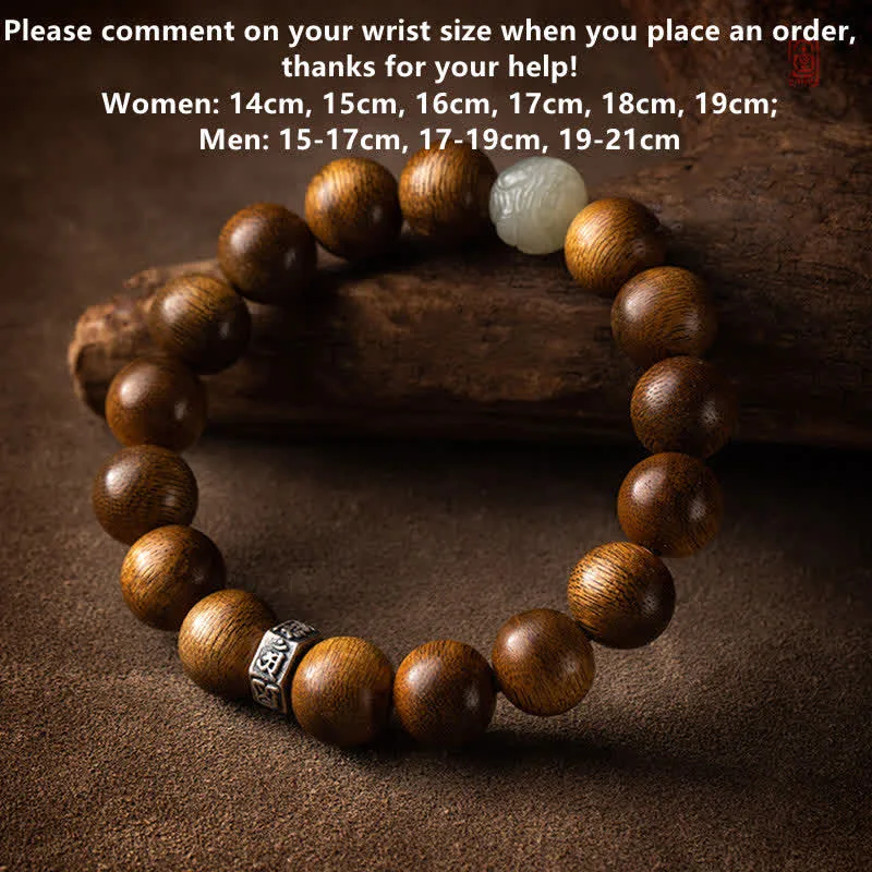 Mythstone Chinese Zodiac Natal Buddha Kalimantan Agarwood Jade 925 Sterling Silver Bracelet - Image 9