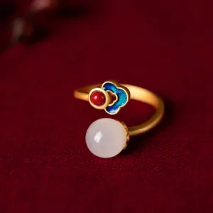 White Jade Auspicious Cloud Blessing Luck Ring