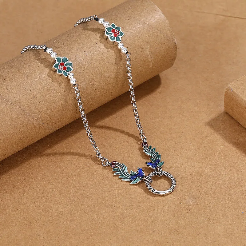 Mythstone Phoenix Lotus Flower Luck Protection Necklace Pendant - Image 2