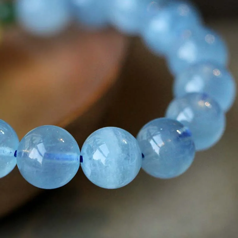 Natural Aquamarine Amber Beads Serenity Healing Bracelet - Image 13