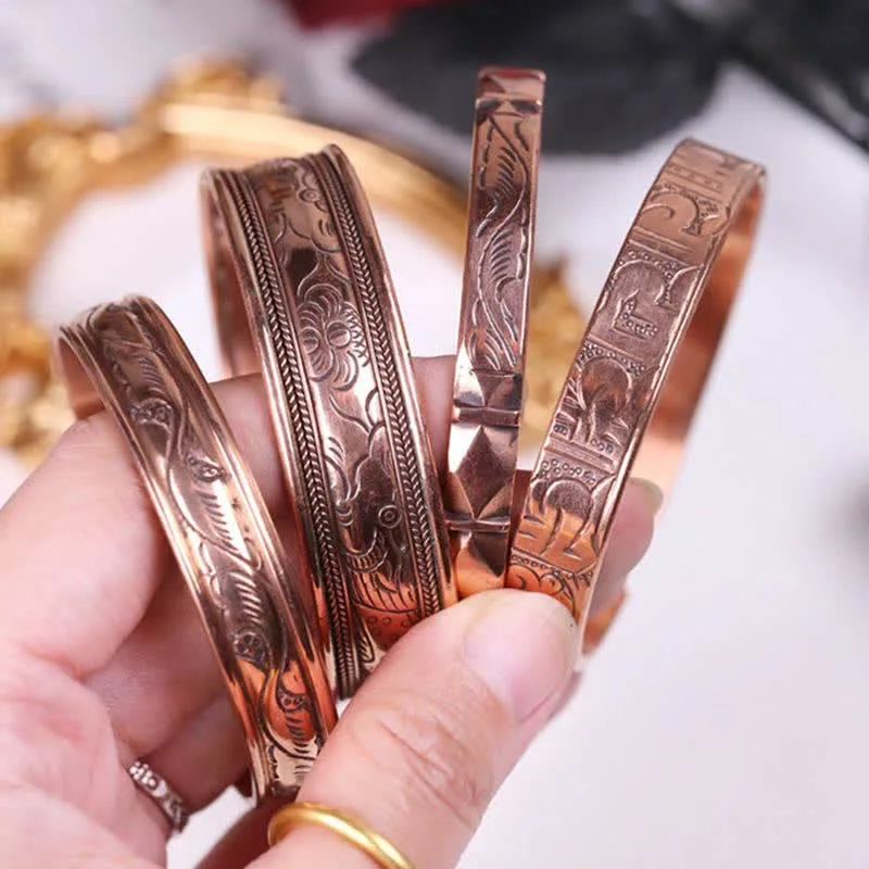 Mythstone Vintage Pattern Luck Balance Copper Cuff Bracelet Bangle - Image 10