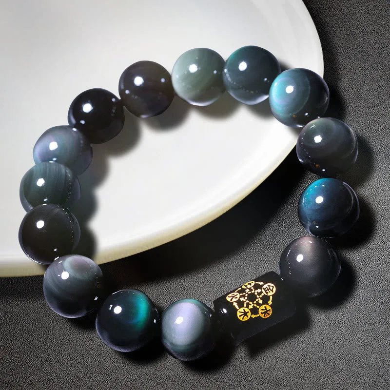 MythStone Natural Rainbow Obsidian Positive Transformation Bracelet - Image 2