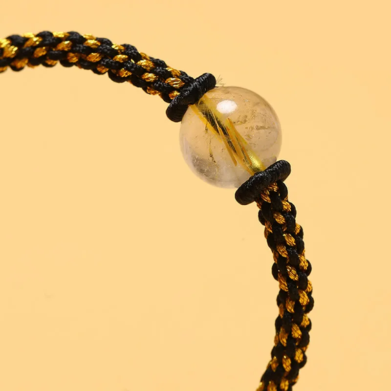 Mythstone Handmade Red Agate Amethyst Golden Rutilated Quartz Pink Crystal Bead Calm Braided Bracelet - Image 19