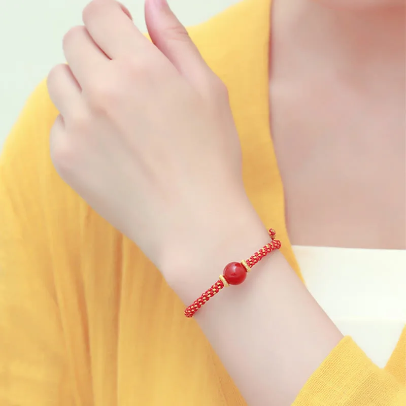 Mythstone Handmade Red Agate Amethyst Golden Rutilated Quartz Pink Crystal Bead Calm Braided Bracelet - Image 13