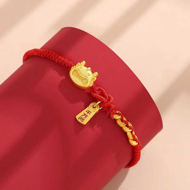 Mythstone Handmade 925 Sterling Silver Year of the Dragon Gold Copper Coin Luck Bracelet - Image 2