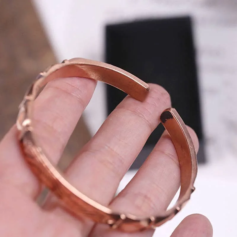 Mythstone Vintage Pattern Luck Balance Copper Cuff Bracelet Bangle - Image 9