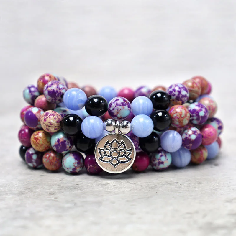 MythStone Natural Purple Miano Real Stone Lotus Mala - Image 6