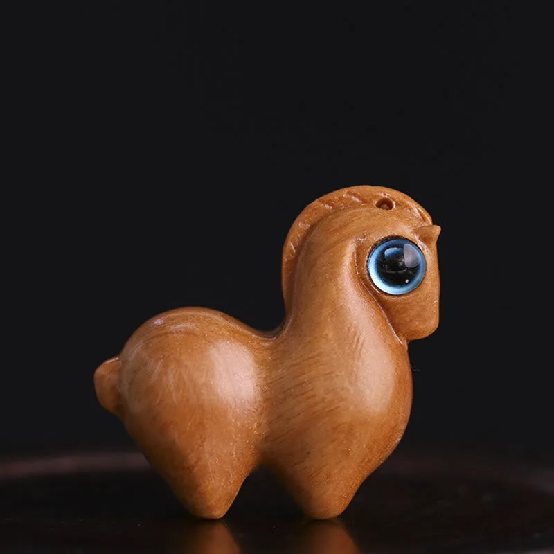 Mythstone Small Leaf Red Sandalwood Green Sandalwood Lucky Mini Horse Protection Decoration - Image 10