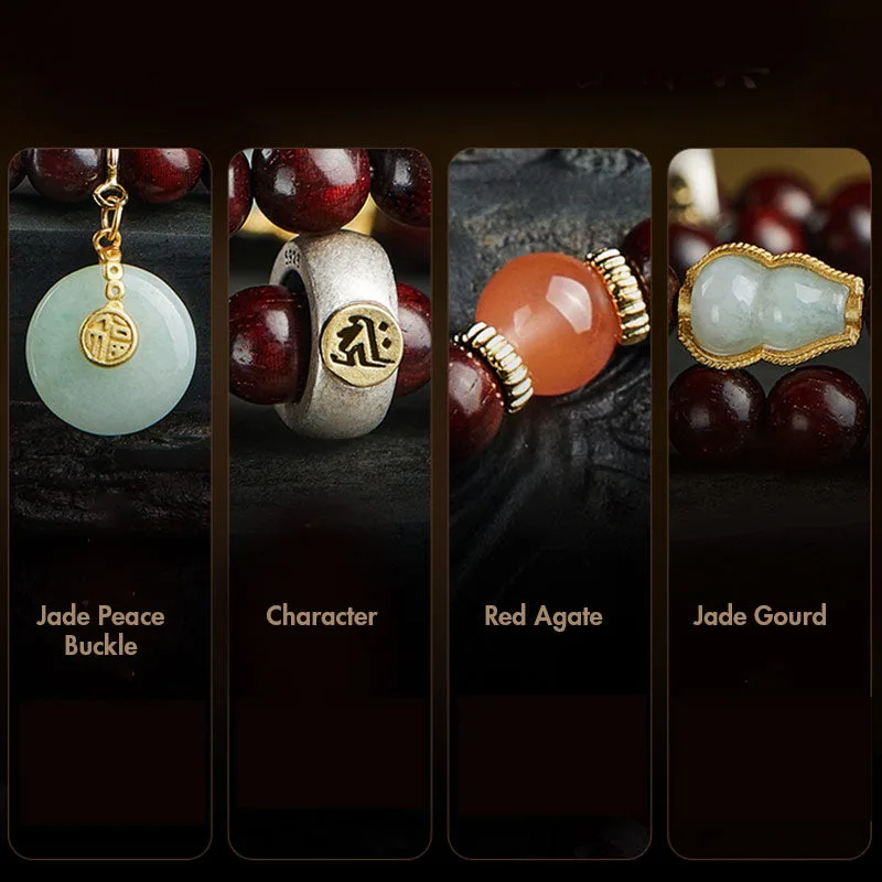 Mythstone Chinese Zodiac Natal Buddha Small Leaf Red Sandalwood Jade Red Agate PiXiu Sooth Bracelet - Image 28