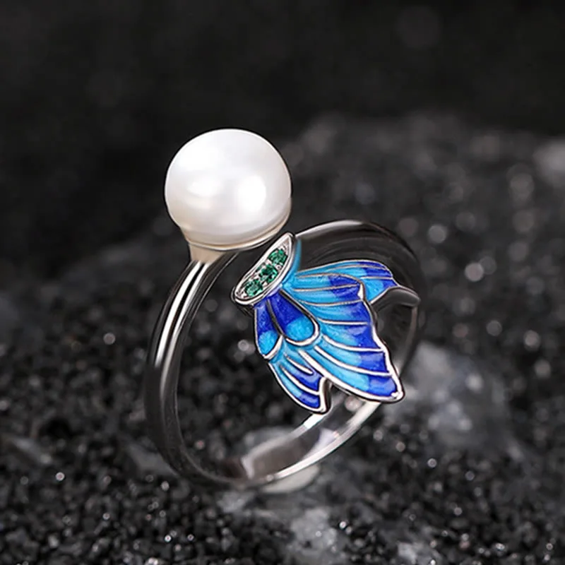 Mythstone 925 Sterling Silver Pearl Butterfly Healing Necklace Pendant Earrings Ring - Image 12