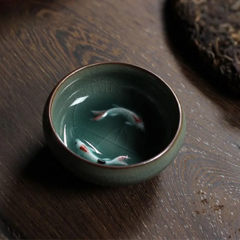 Mythstone Colorful Koi Fish Ceramic Teacup Kung Fu Tea Cup Bowl - Image 6