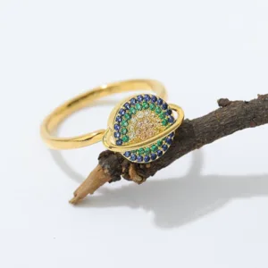 Mythstone Colorful Zircon Copper Wealth Rotatable Ring