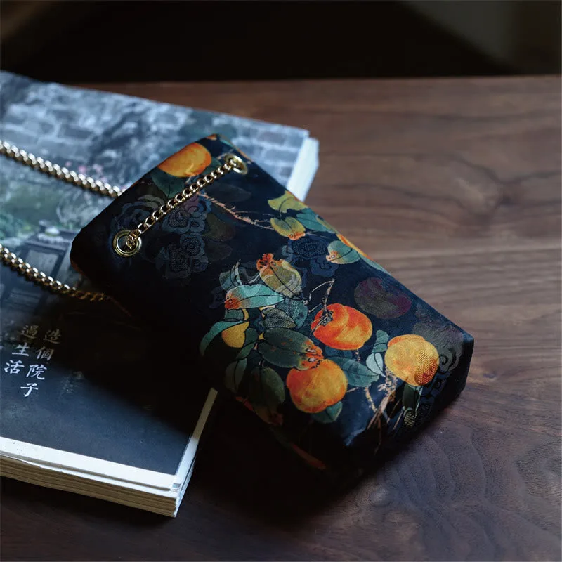 Mythstone Small Maple Leaf Persimmon Metal Chain Crossbody Bag Shoulder Bag Cellphone Bag - Image 18