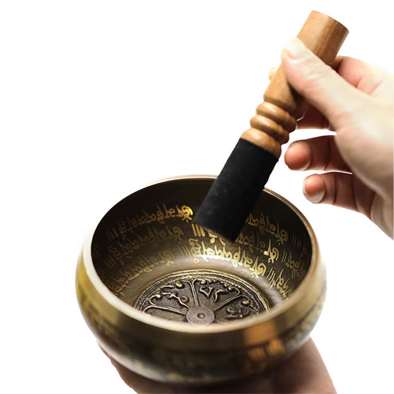 Mythstone Tibetan Meditation Sound Bowl Handcrafted for Healing and Mindfulness Singing Bowl Set - Image 12