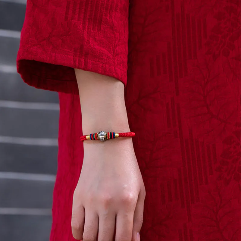 Mythstone 925 Sterling Silver Tibet Handmade Om Mani Padme Hum Luck Protection King Kong Knot Braided Bracelet - Image 8