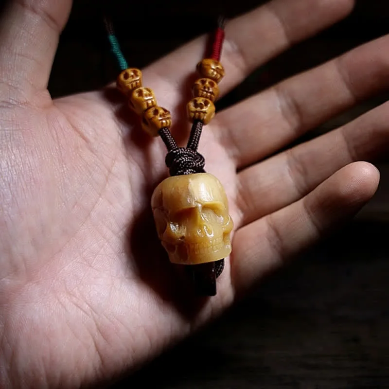 Mythstone Tibetan Camel Bone Skull The Lord of the Corpse Forest Protection Necklace Pendant - Image 6