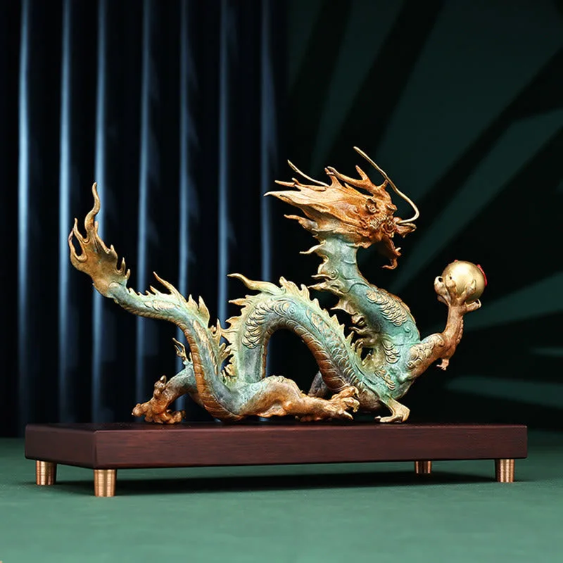 Mythstone Year Of The Dragon Auspicious Dragon Brass Copper Luck Success Office Decoration - Image 8