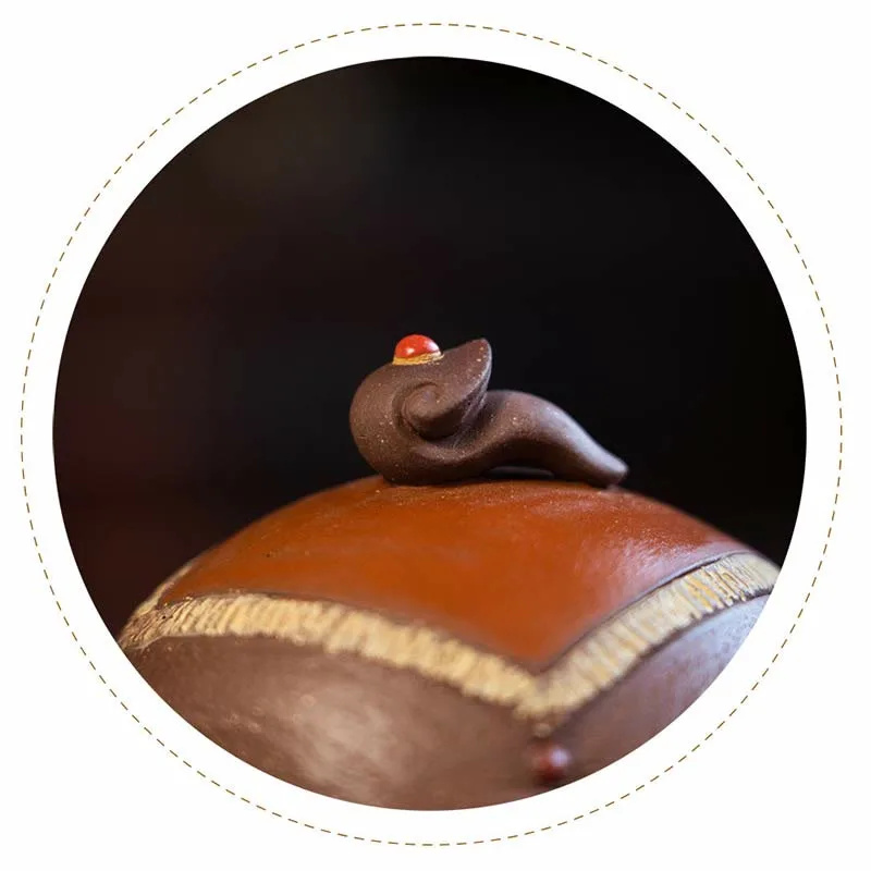 Mythstone Cute Elephant Auspicious Clouds Purple Clay Ceramic Teapot - Image 8