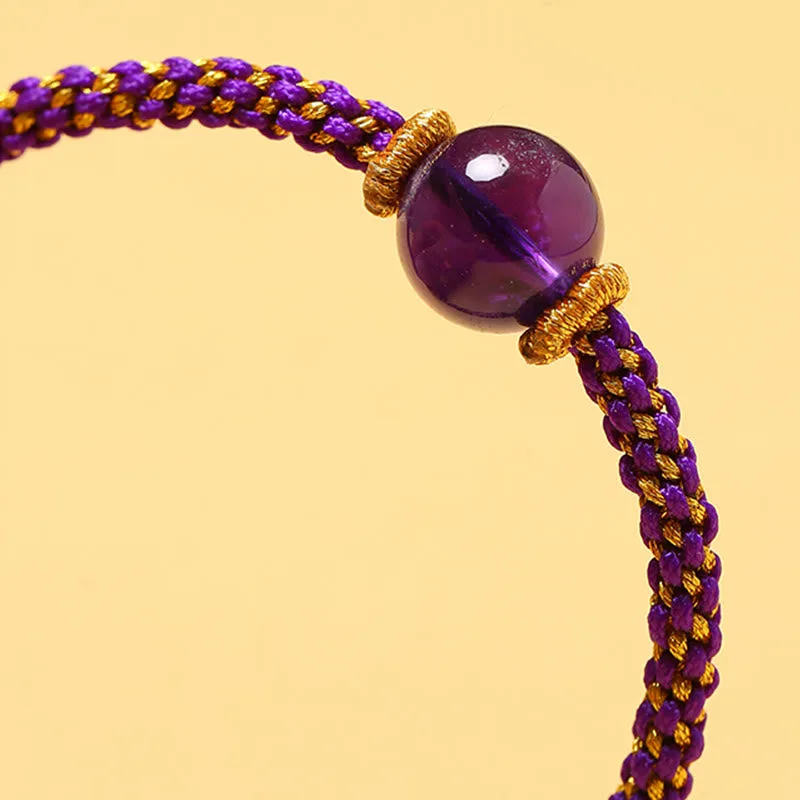 Mythstone Handmade Red Agate Amethyst Golden Rutilated Quartz Pink Crystal Bead Calm Braided Bracelet - Image 17