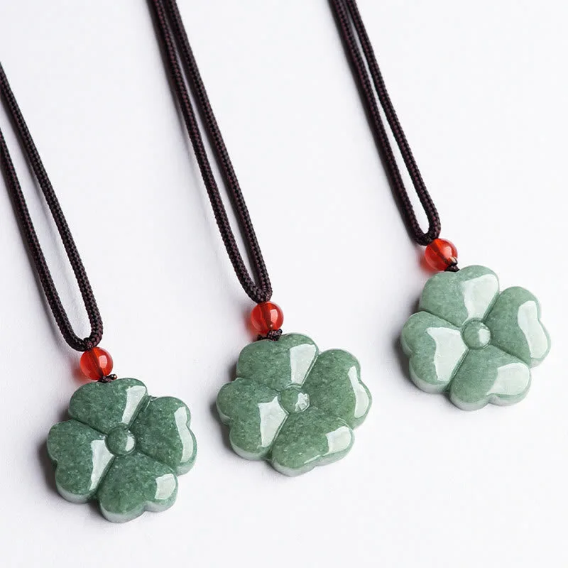 Mythstone Natural Lucky Four Leaf Clover Jade Prosperity Necklace Pendant - Image 7