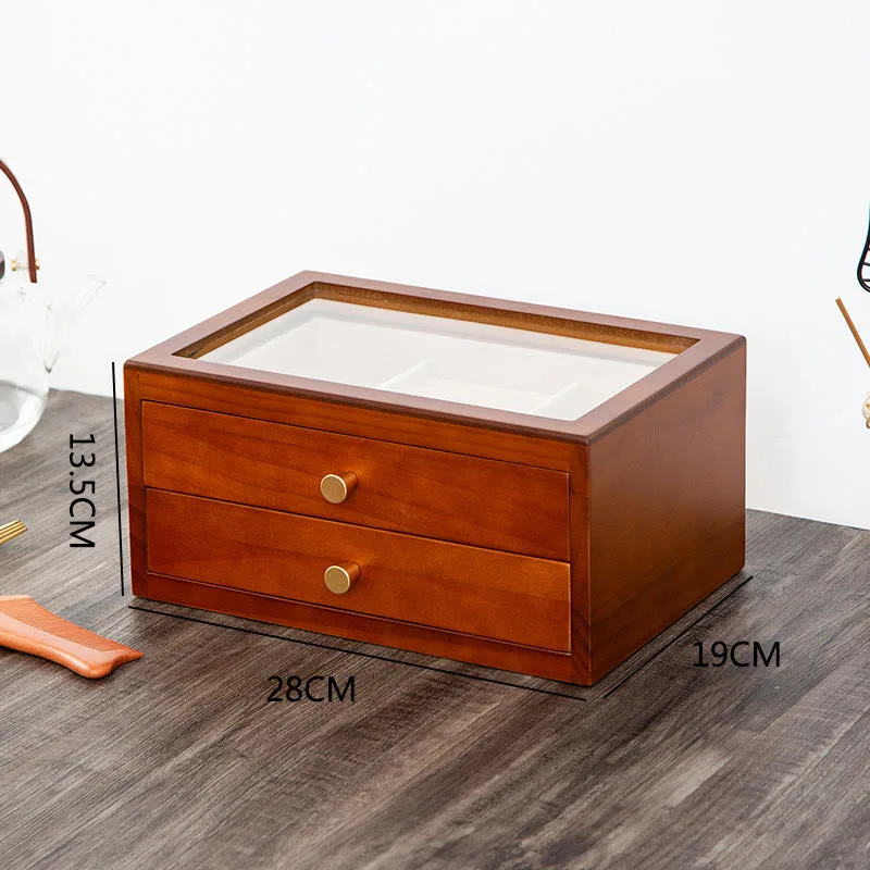 Mythstone Retro Solid Wood Jewelry Box Jewelry Storage Box With Drawer - Image 2