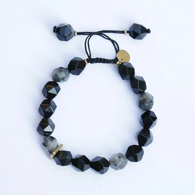 Mythstone Black Obsidian Black Glitter Stone Purification Bracelet - Image 2