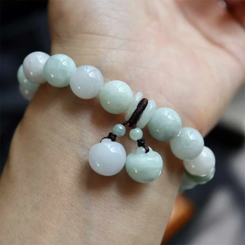 Mythstone Natural Jade Pi Xiu Buddha Gourd Apple Success Bracelet - Image 8