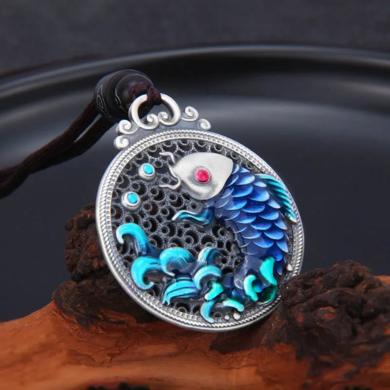 Mythstone - 999 Sterling Silver Luck Koi Fish Success Prosperity Necklace Pendant - Image 2
