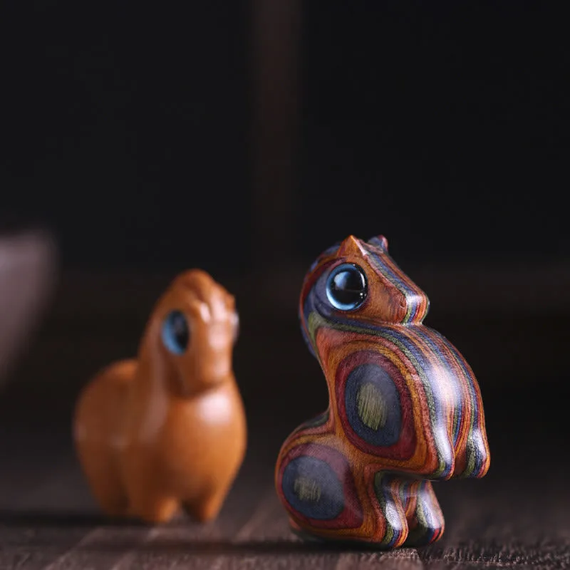 Mythstone Small Leaf Red Sandalwood Green Sandalwood Lucky Mini Horse Protection Decoration