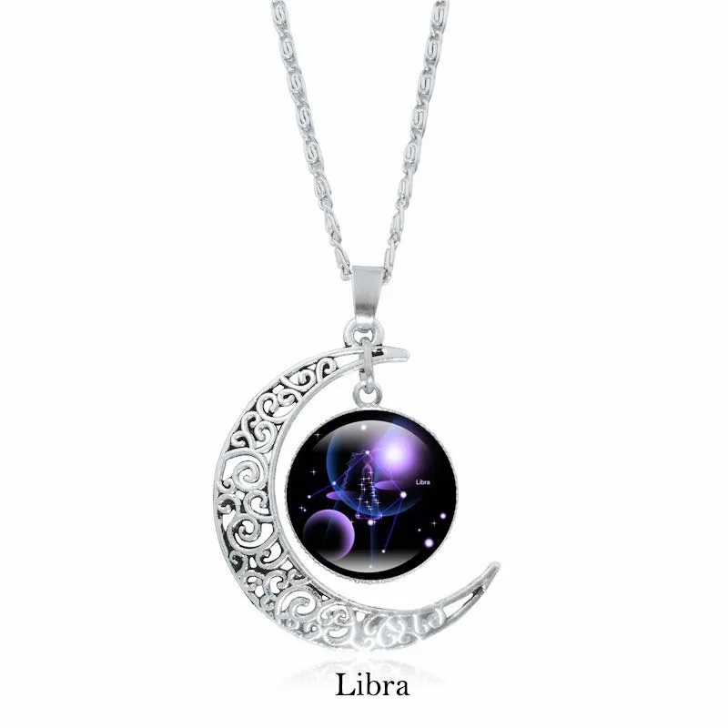 Mythstone 12 Constellations of the Zodiac Moon Protection Necklace Chain Pendant - Image 3