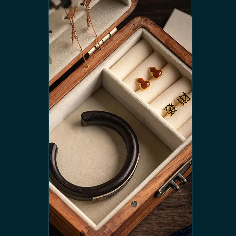 Mythstone Retro Handmade Floral Pattern Rosewood Jewelry Storage Box Lockable Wooden Gift Organizer Box - Image 12