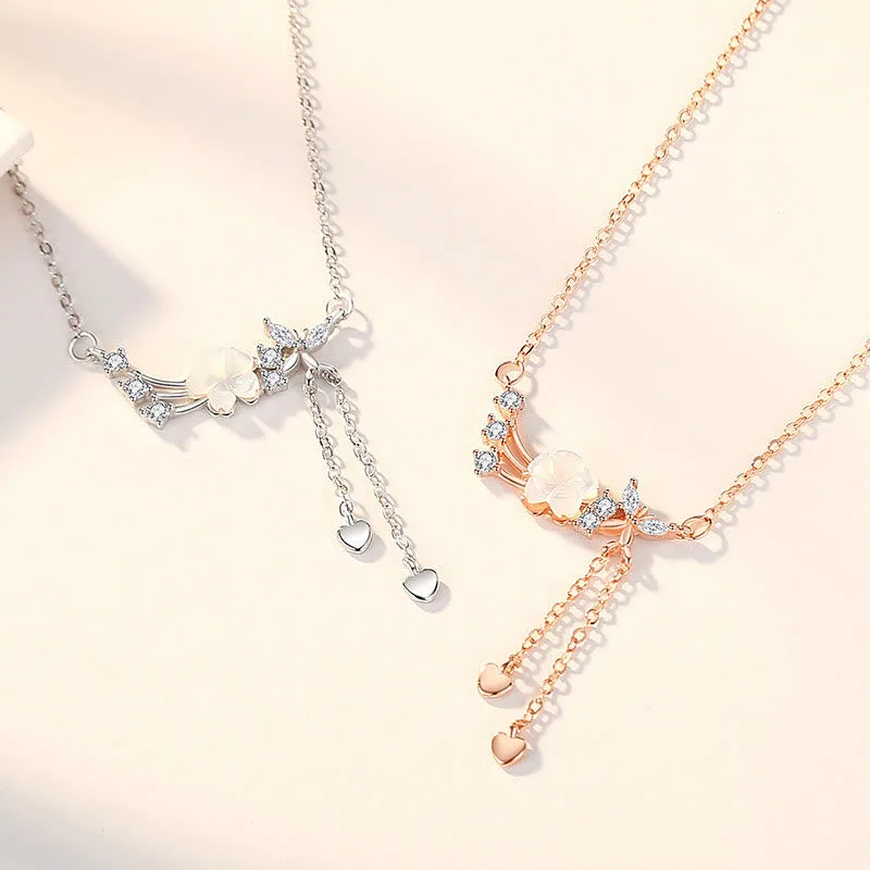 Mythstone 925 Sterling Silver Flower Butterfly Love Necklace Pendant Earrings Set - Image 6