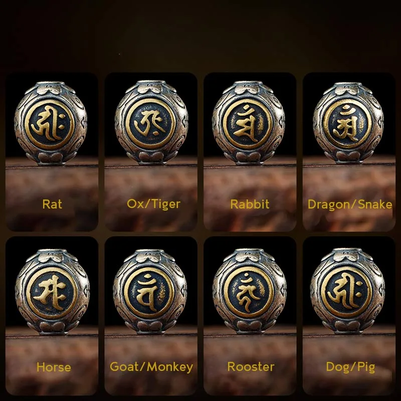 Mythstone 925 Sterling Silver Chinese Zodiac Natal Buddha Six True Words Blessing Keychain Decoration - Image 22