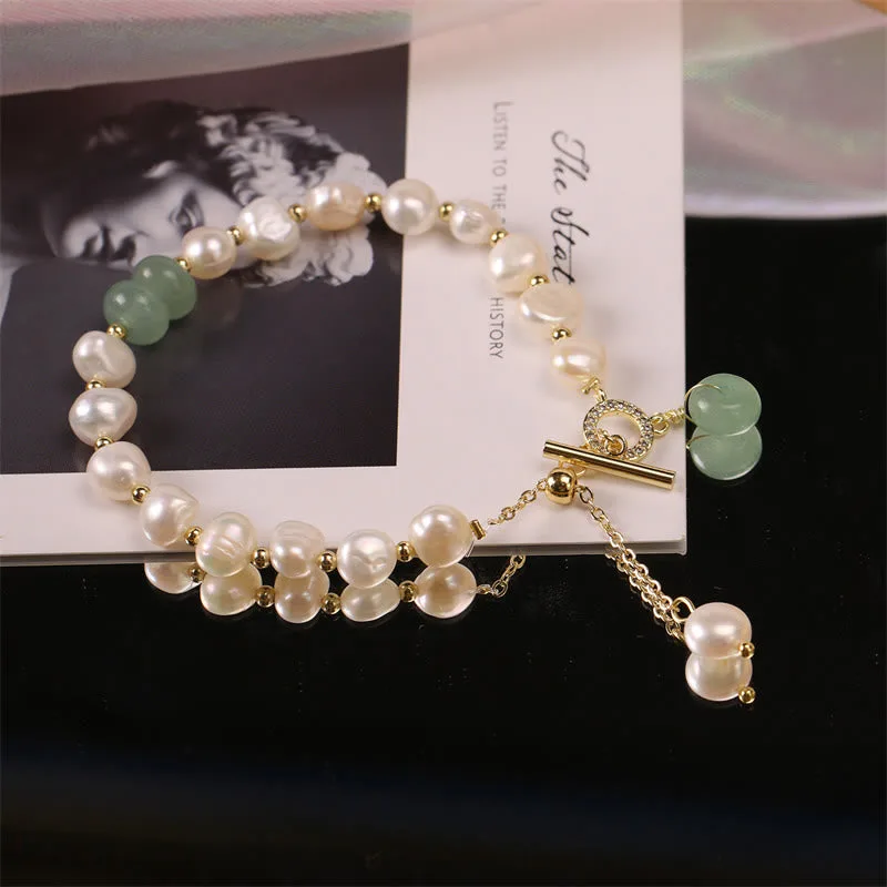 Mythstone Pearl Green Strawberry Quartz Bead Healing Chain Bracelet - Image 9