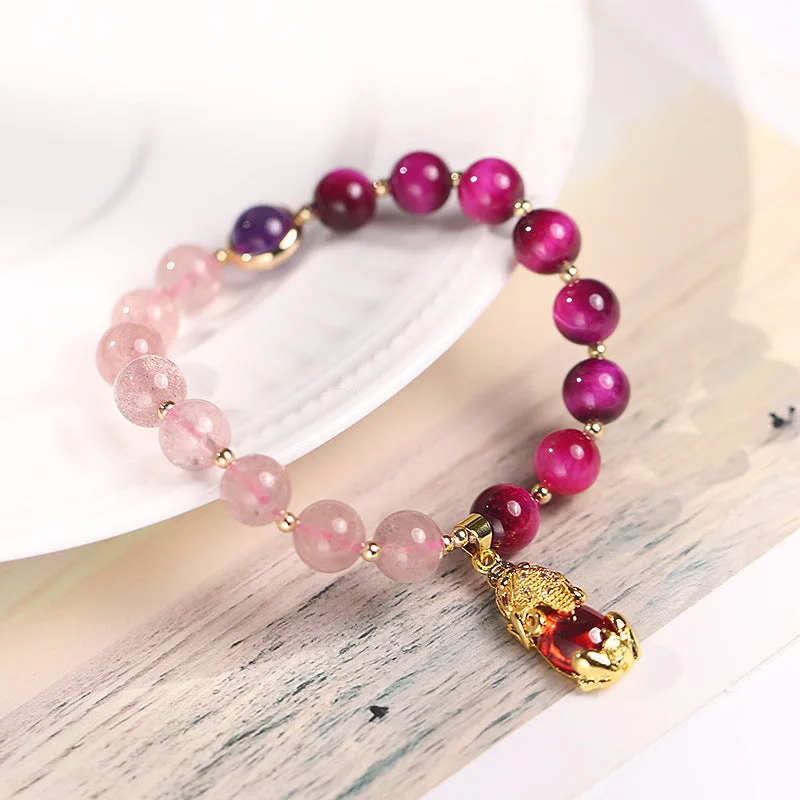 Mythstone Natural Strawberry Quartz Pixiu Love Bracelet - Image 7