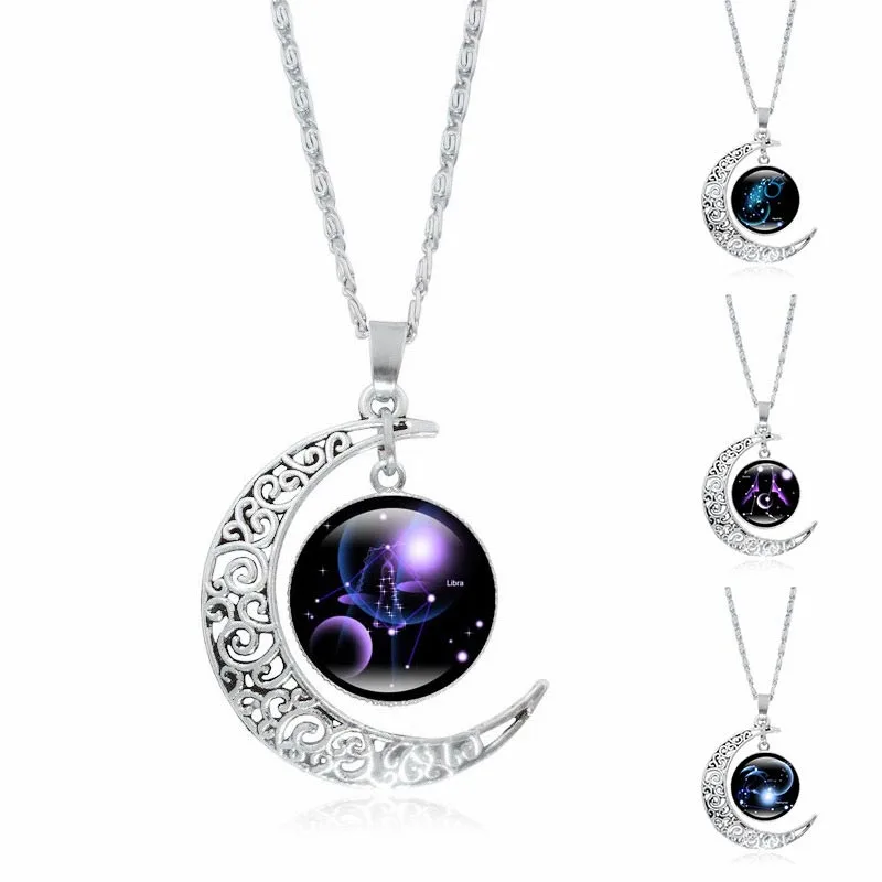 Mythstone 12 Constellations of the Zodiac Moon Protection Necklace Chain Pendant - Image 2