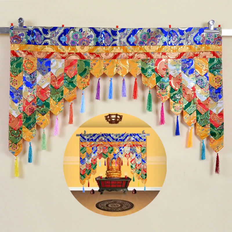 Mythstone Tibetan Five Colors Hanging Curtain Prayer Altar Healing Meditation Curtain - Image 2