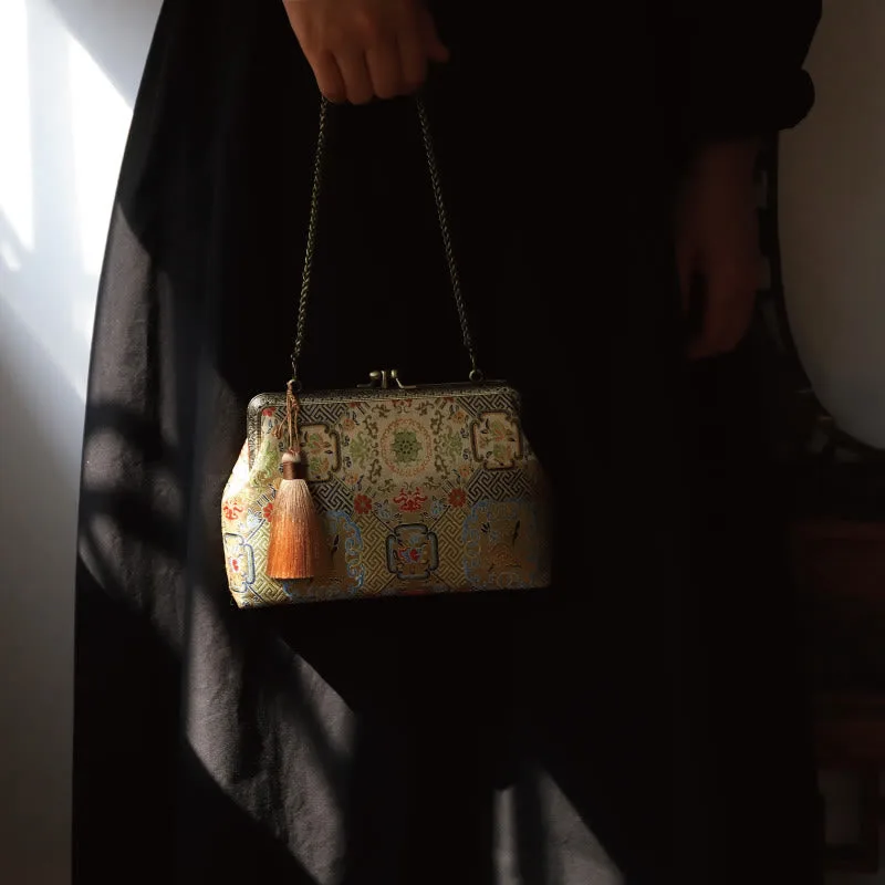 Mythstone Vintage Geometry Flowers Metal Chain Crossbody Bag Shoulder Bag Handbag - Image 7