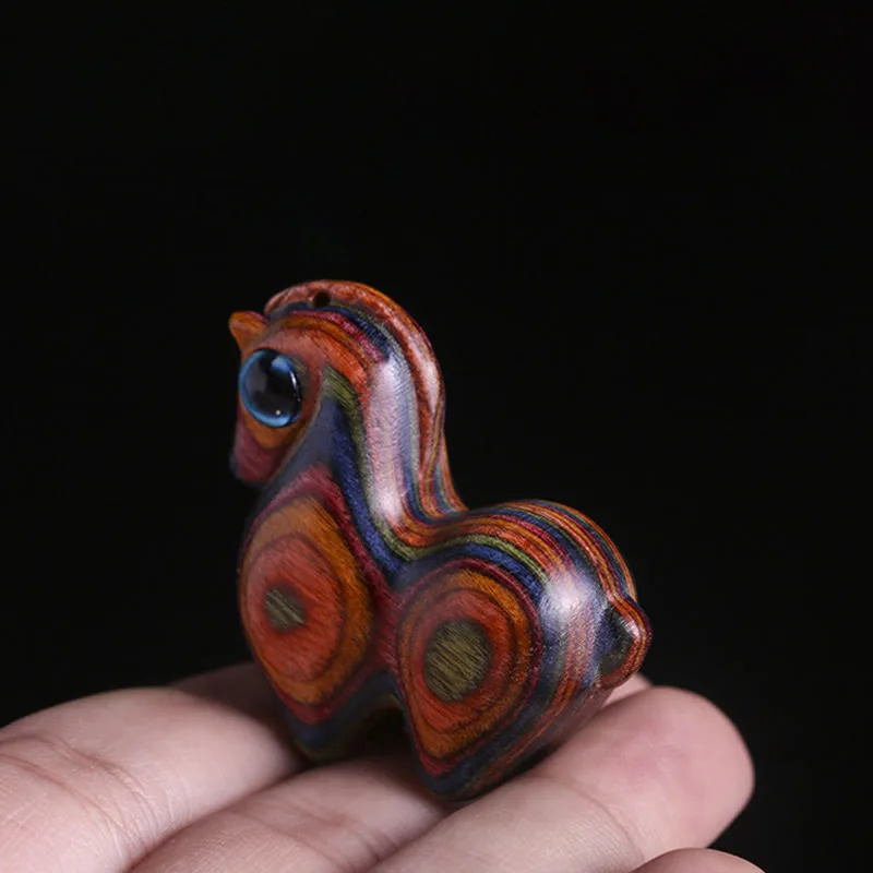 Mythstone Small Leaf Red Sandalwood Green Sandalwood Lucky Mini Horse Protection Decoration - Image 19