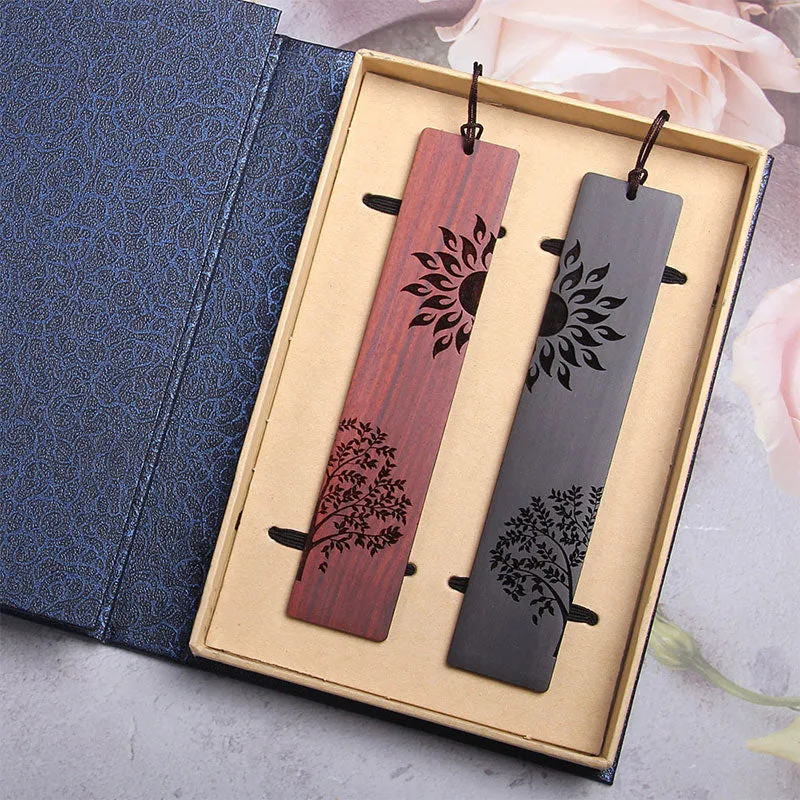 Mythstone Sun Tree Ebony Wood Small Leaf Red Sandalwood Bookmarks With Gift Box - Image 10