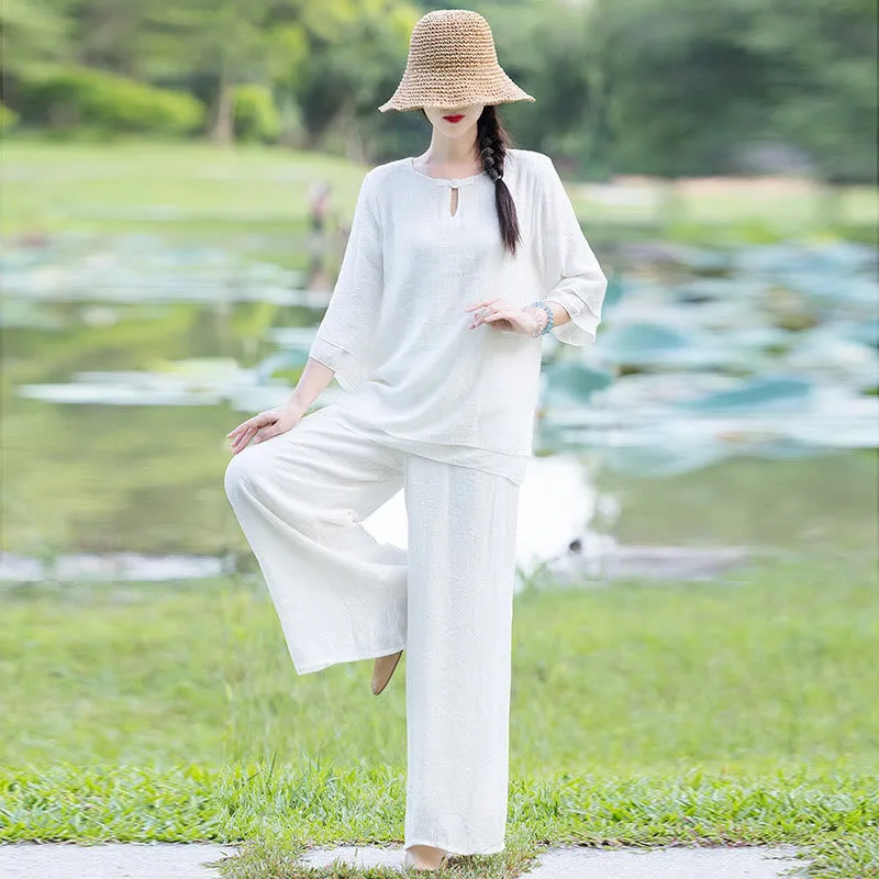 Tai Chi Meditation Prayer Zen Spiritual Morning Practice Clothing Women's Set - Image 10